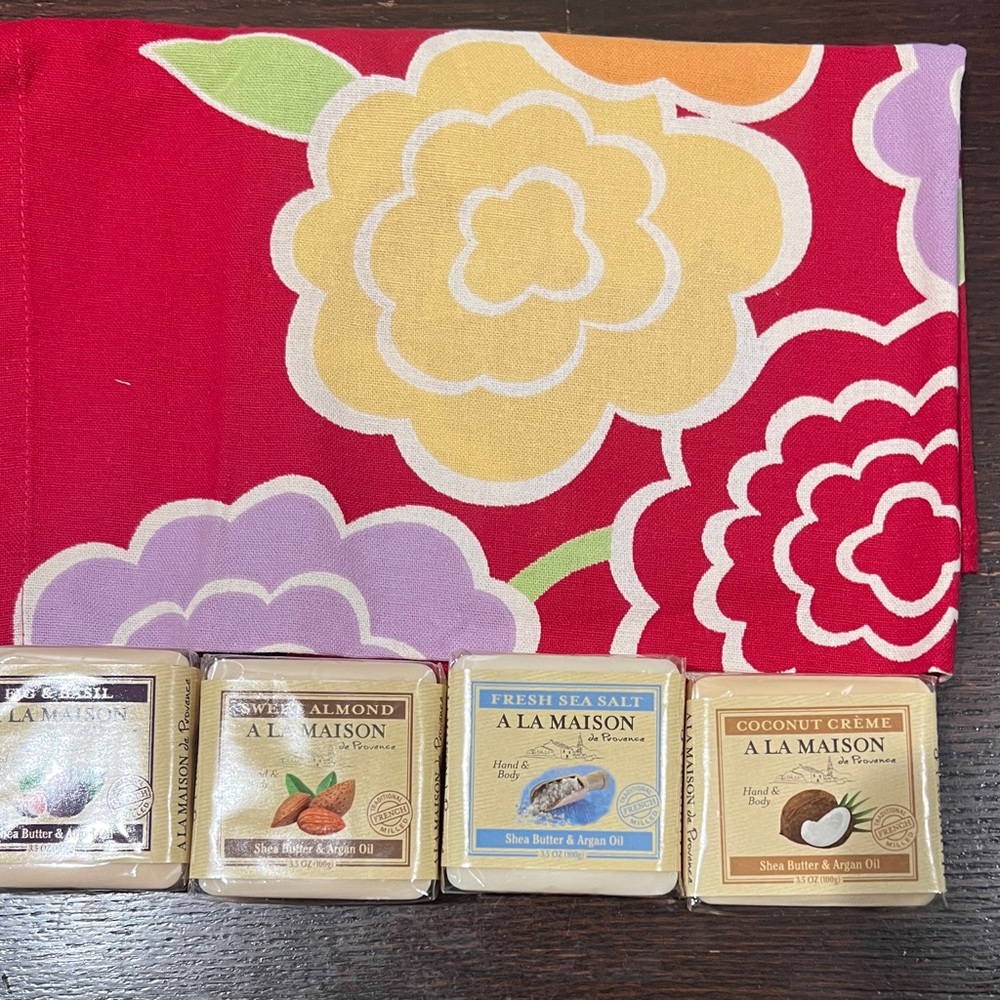 A La Maison French Soap- SET of 4 Different Bars with Hand towel Shea butter